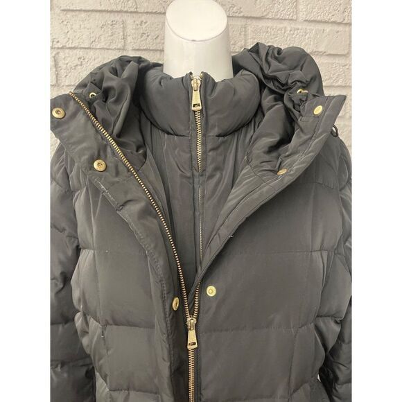 Cole Haan Signature Women Black Down Hooded Puffer Coat Size L - Picture 10 of 15